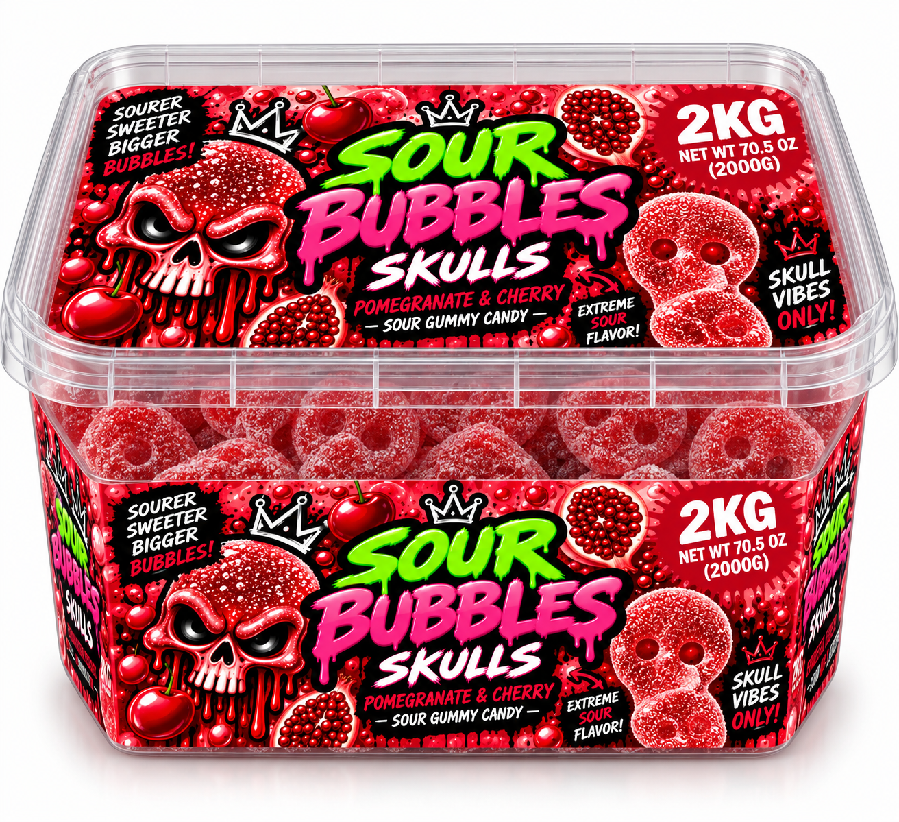 Sour Bubbles – Sour Pomegranate Cherry Skulls